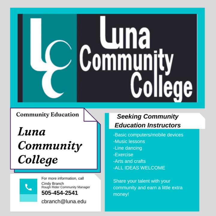 News Luna is looking for instructors to teach community education