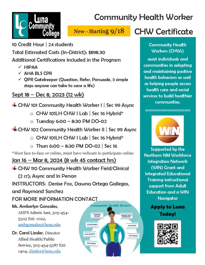 News Community Health Care Worker Classes Start On Monday Sept 18 